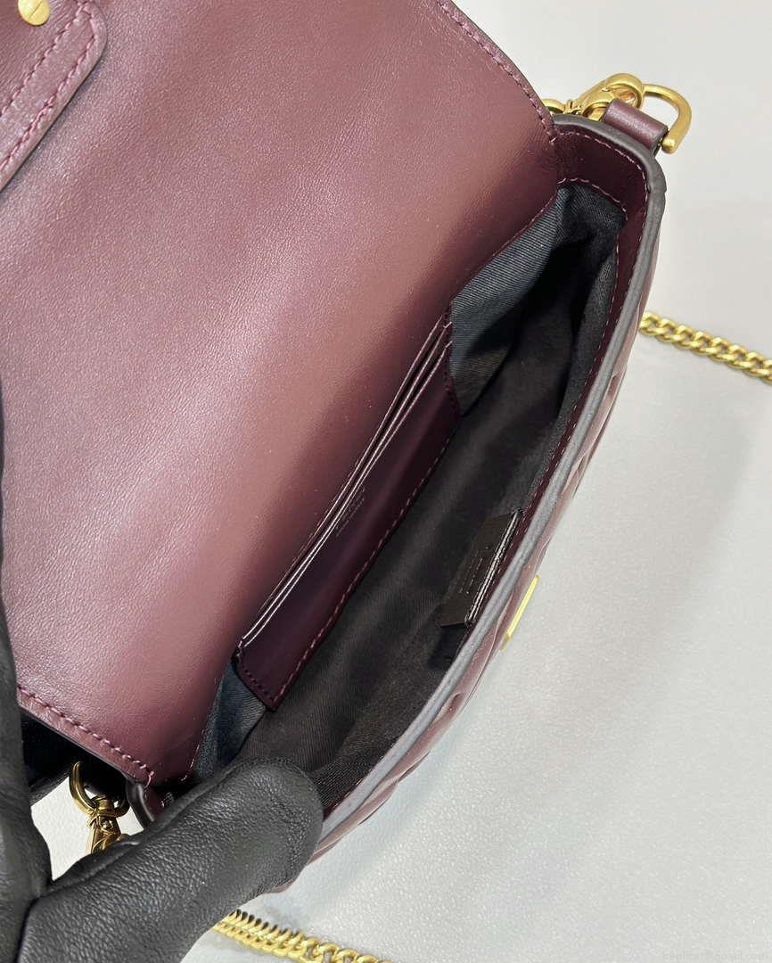 Fendi 8BS017 Baguette Mini Wine Red leather 0135S bag