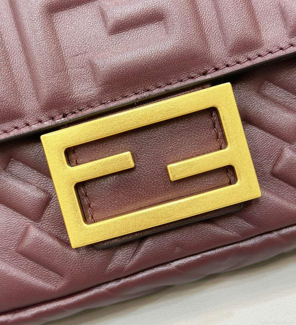Fendi 8BS017 Baguette Mini Wine Red leather 0135S bag