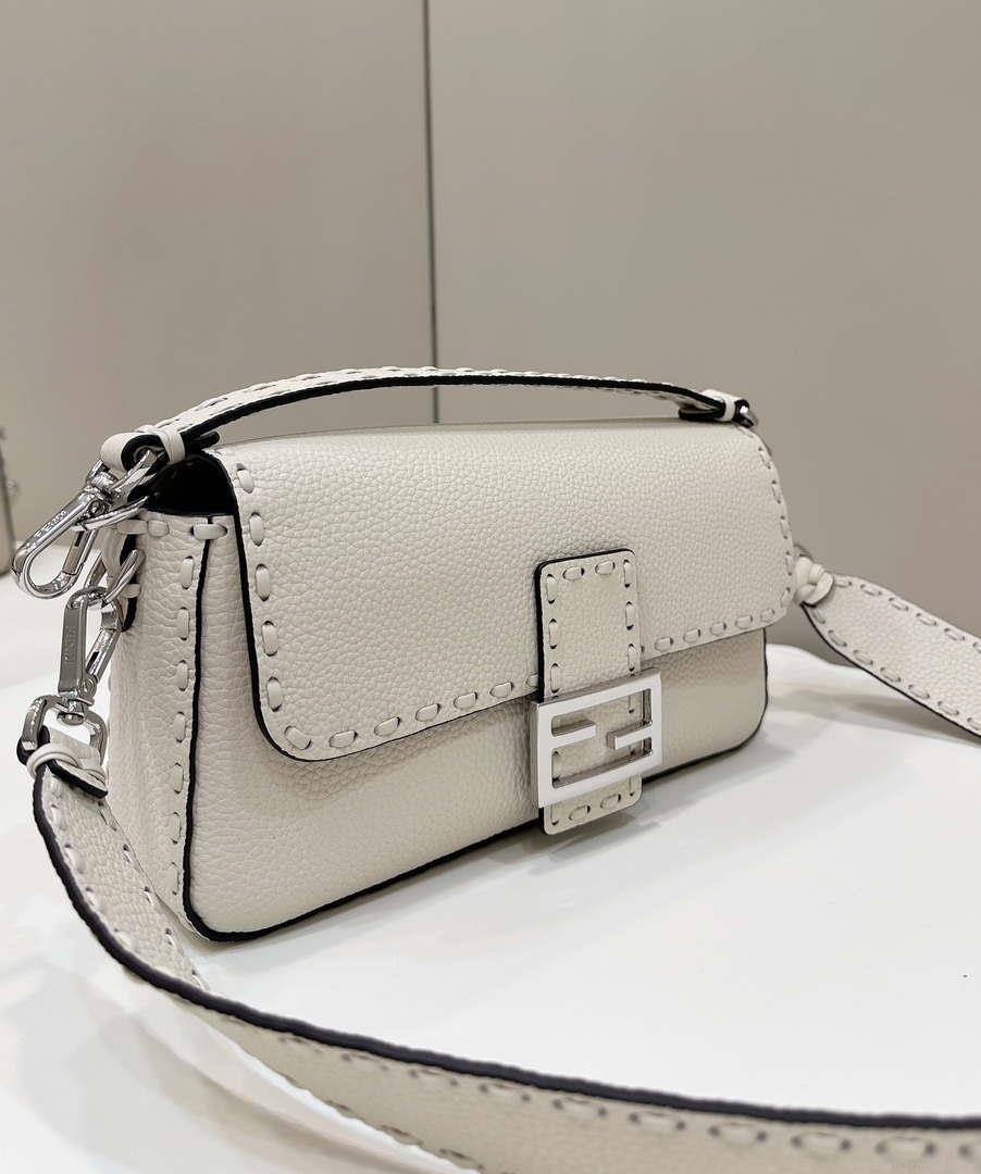 Fendi 8BR600 Baguette Camellia Selleria bag with Oversized Topstitching 8610