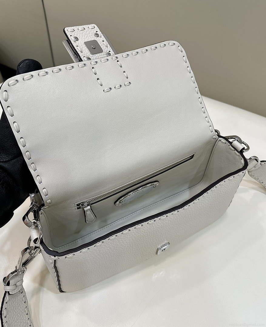 Fendi 8BR600 Baguette Camellia Selleria bag with Oversized Topstitching 8610
