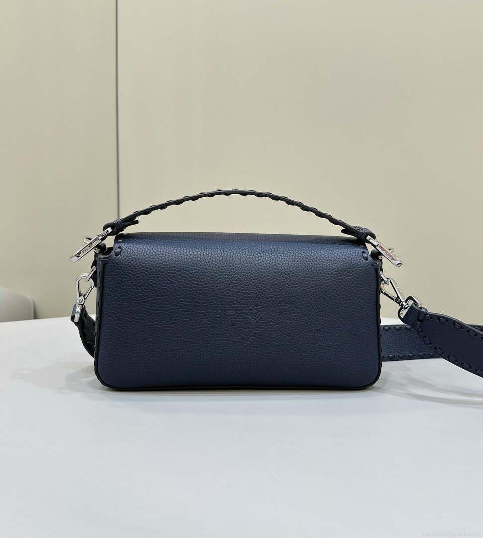 Fendi 8BR600 Baguette Midnight blue Selleria bag with Oversized Topstitching 8610