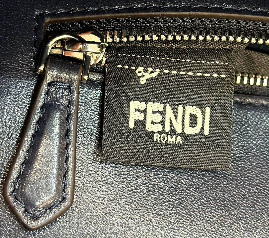 Fendi 8BR600 Baguette Midnight blue Selleria bag with Oversized Topstitching 8610