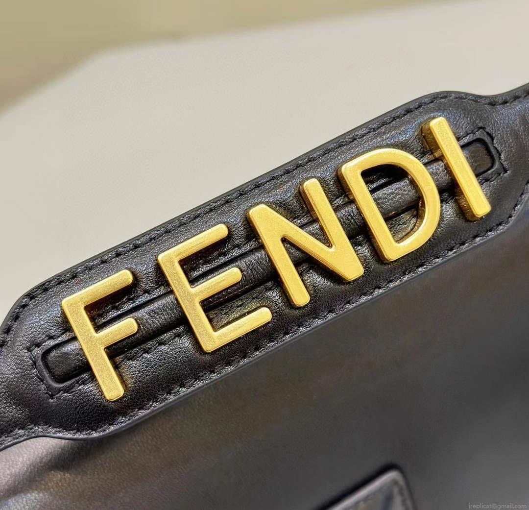 Fendi 8BR600 Baguette Medium Black leather 8629 bag Black