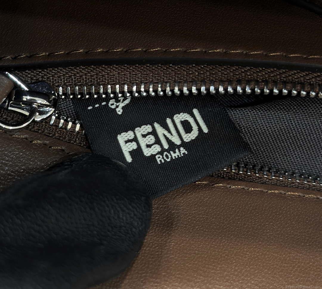 Fendi 8BR600 Baguette Dark Brown Selleria bag with Oversized Topstitching 8610