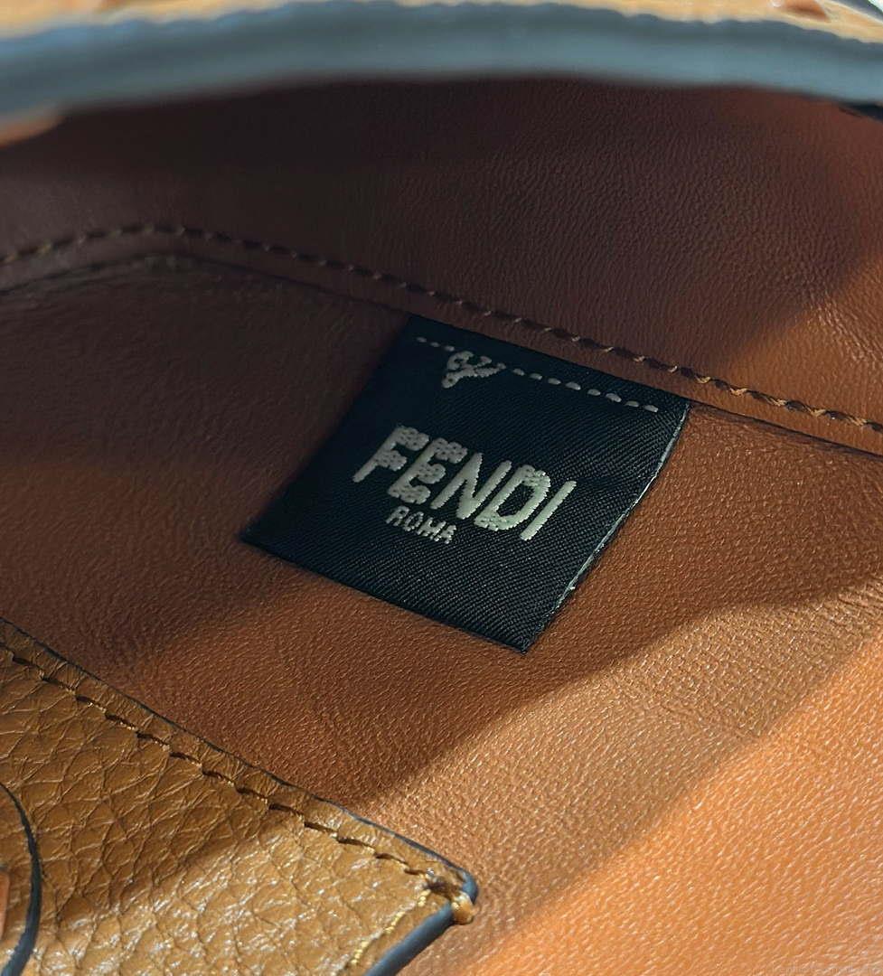 Fendi 8BS017 Baguette Mini Brown Selleria bag with 309 hand-sewn Tpstitches 8610S