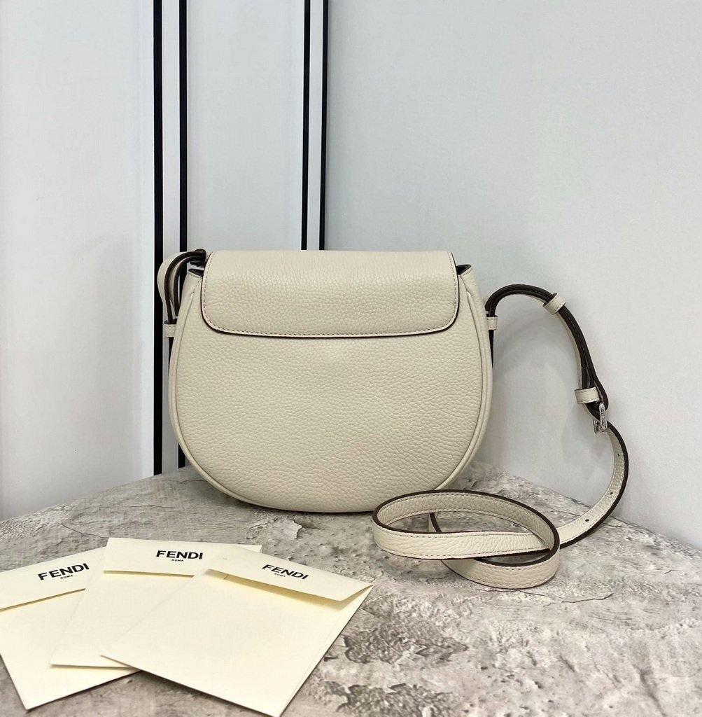Fendi 655 Fendi Moonlight Shoulder Saddle Leather Bag Beige