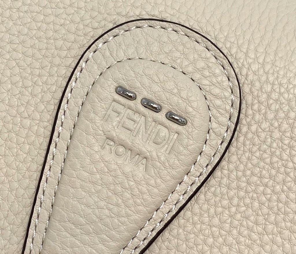 Fendi 655 Fendi Moonlight Shoulder Saddle Leather Bag Beige