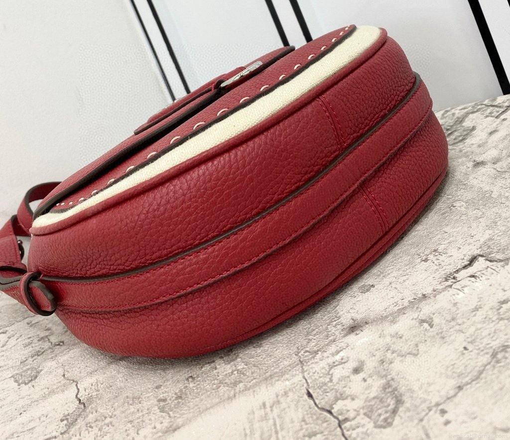 Fendi 655 Fendi Moonlight Shoulder Saddle Leather Bag Red