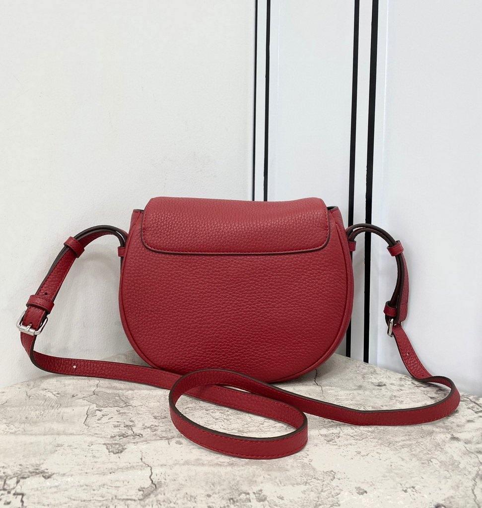Fendi 655 Fendi Moonlight Shoulder Saddle Leather Bag Red