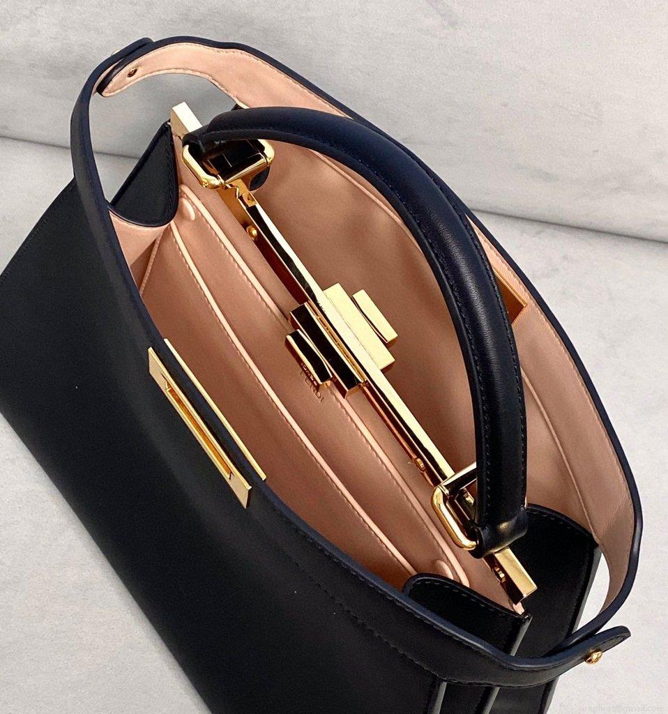Fendi 70193 Peekaboo ISEEU MEDIUM Black Leather Bag