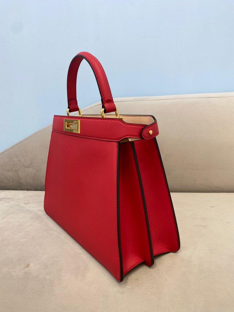 Fendi 70193 Peekaboo ISEEU MEDIUM Red Leather Bag