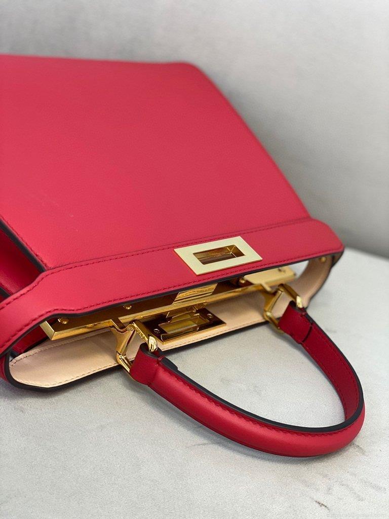 Fendi 70193 Peekaboo ISEEU MEDIUM Red Leather Bag