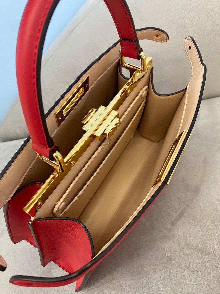 Fendi 70193 Peekaboo ISEEU MEDIUM Red Leather Bag