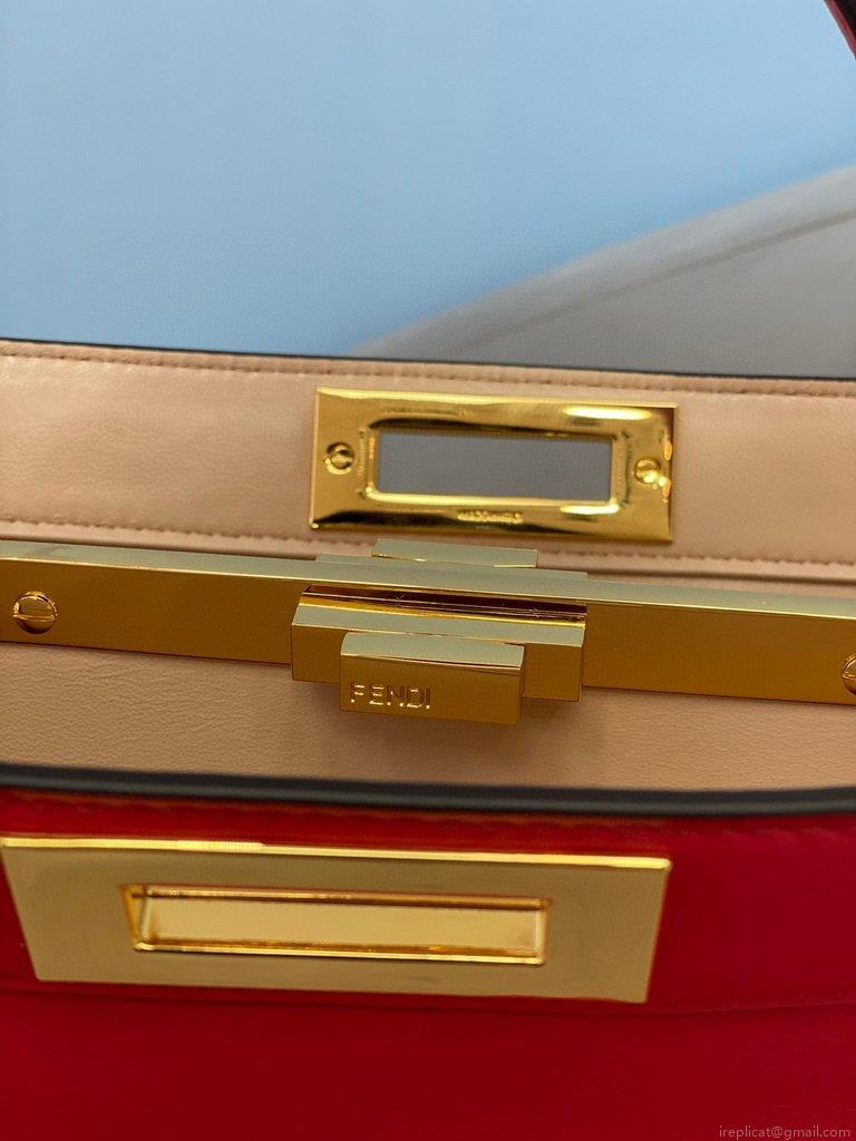 Fendi 70193 Peekaboo ISEEU MEDIUM Red Leather Bag