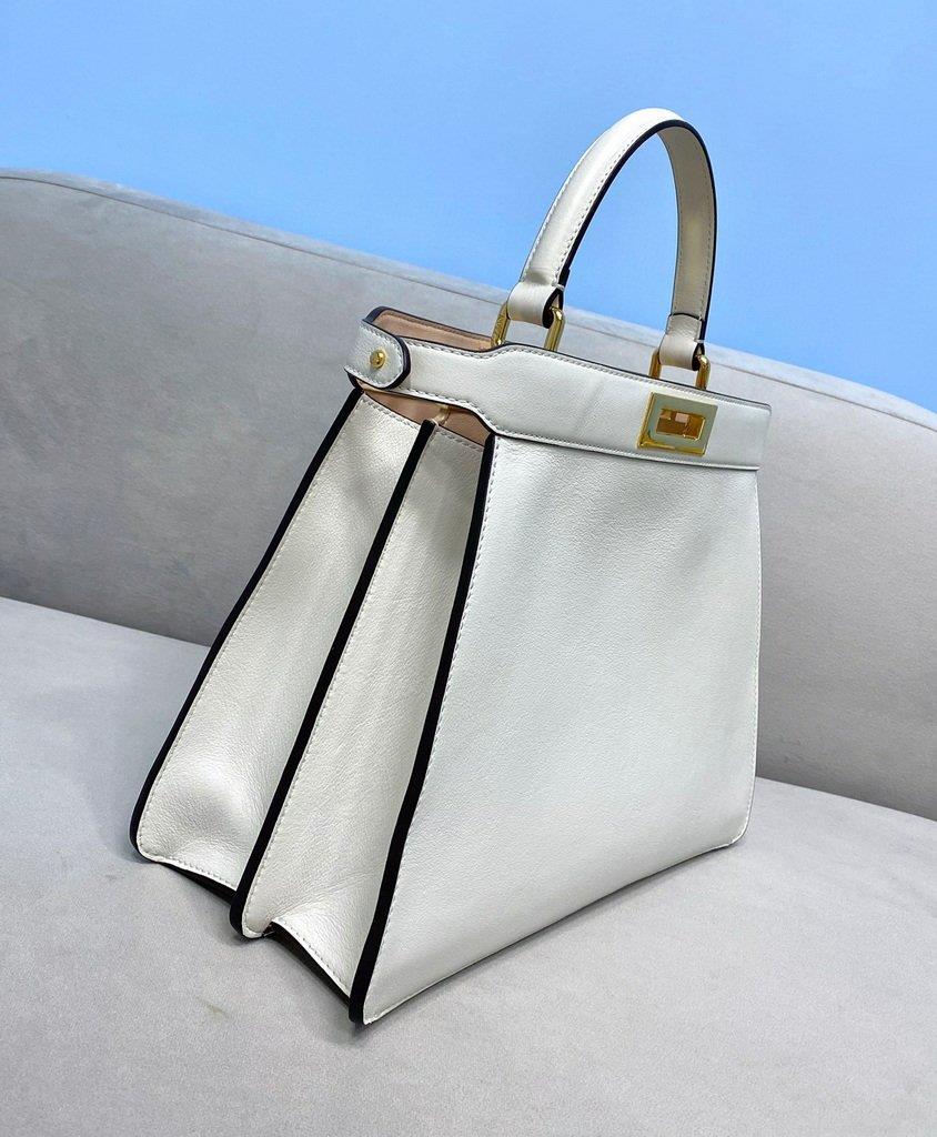 Fendi 70193 Peekaboo ISEEU MEDIUM White Leather Bag
