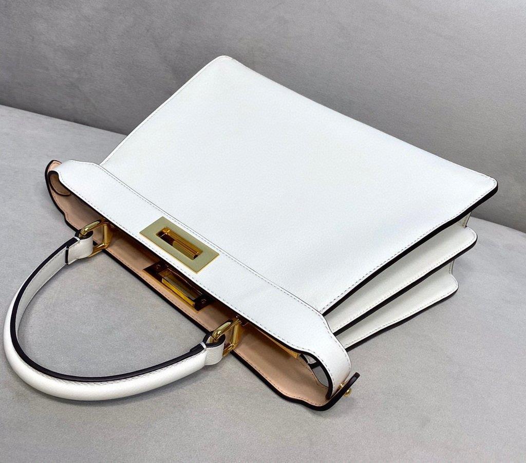 Fendi 70193 Peekaboo ISEEU MEDIUM White Leather Bag