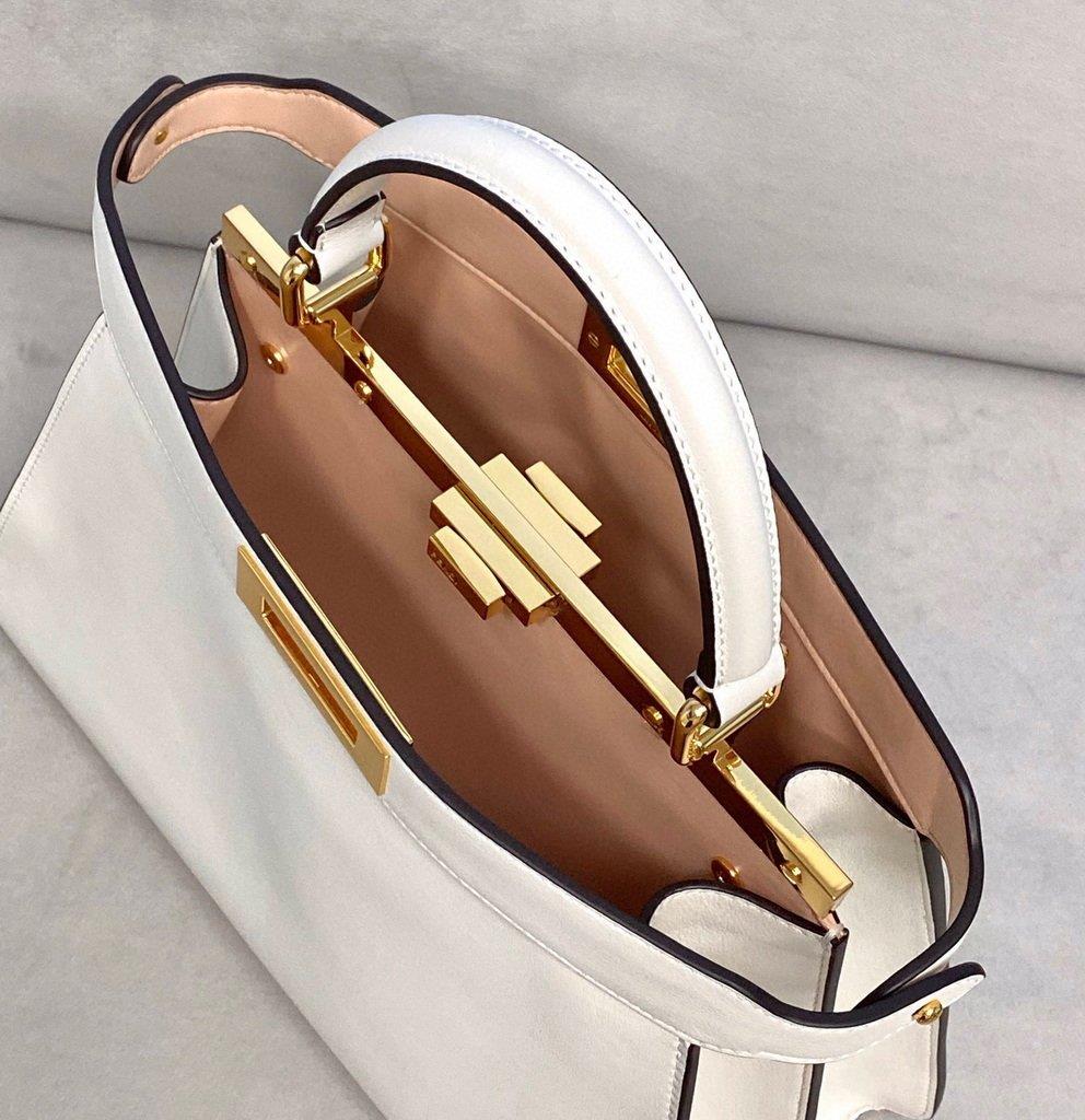 Fendi 70193 Peekaboo ISEEU MEDIUM White Leather Bag