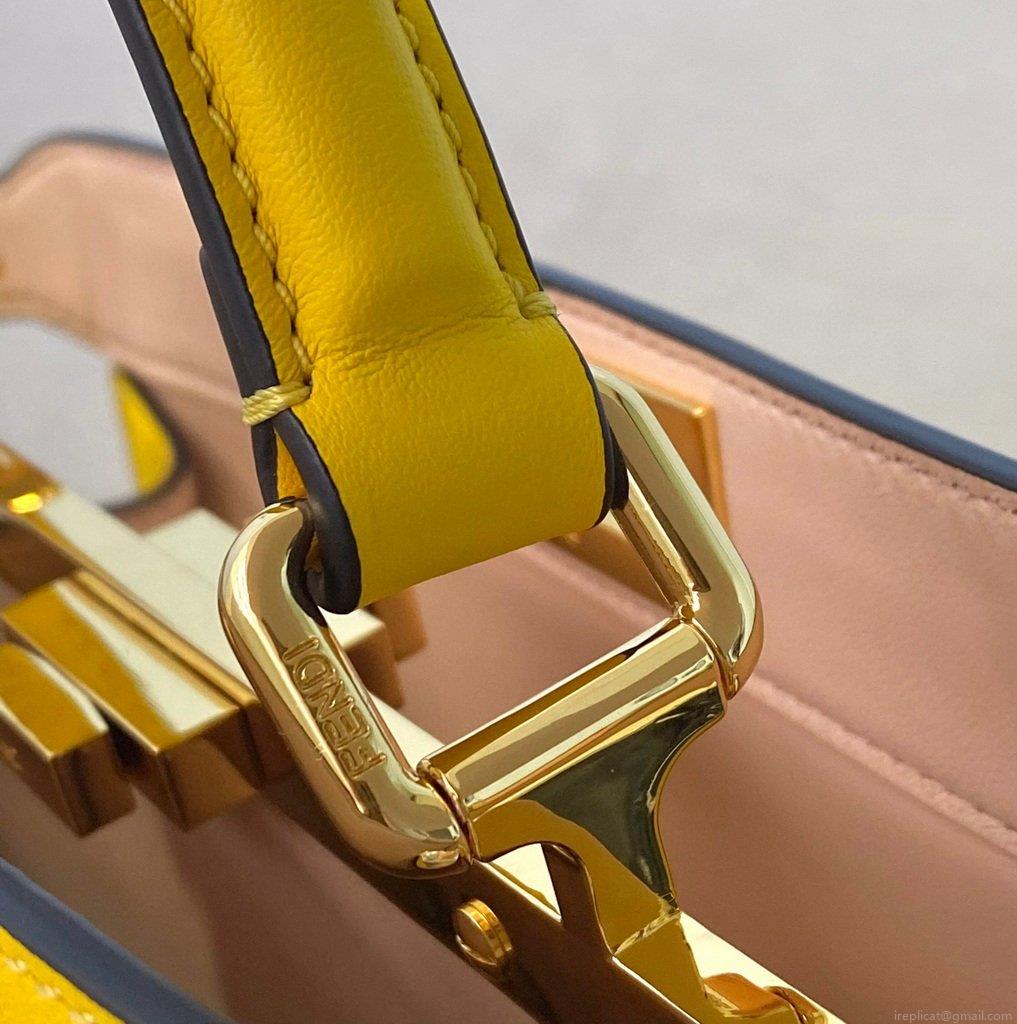 Fendi 70193 Peekaboo ISEEU MEDIUM Yellow Leather Bag