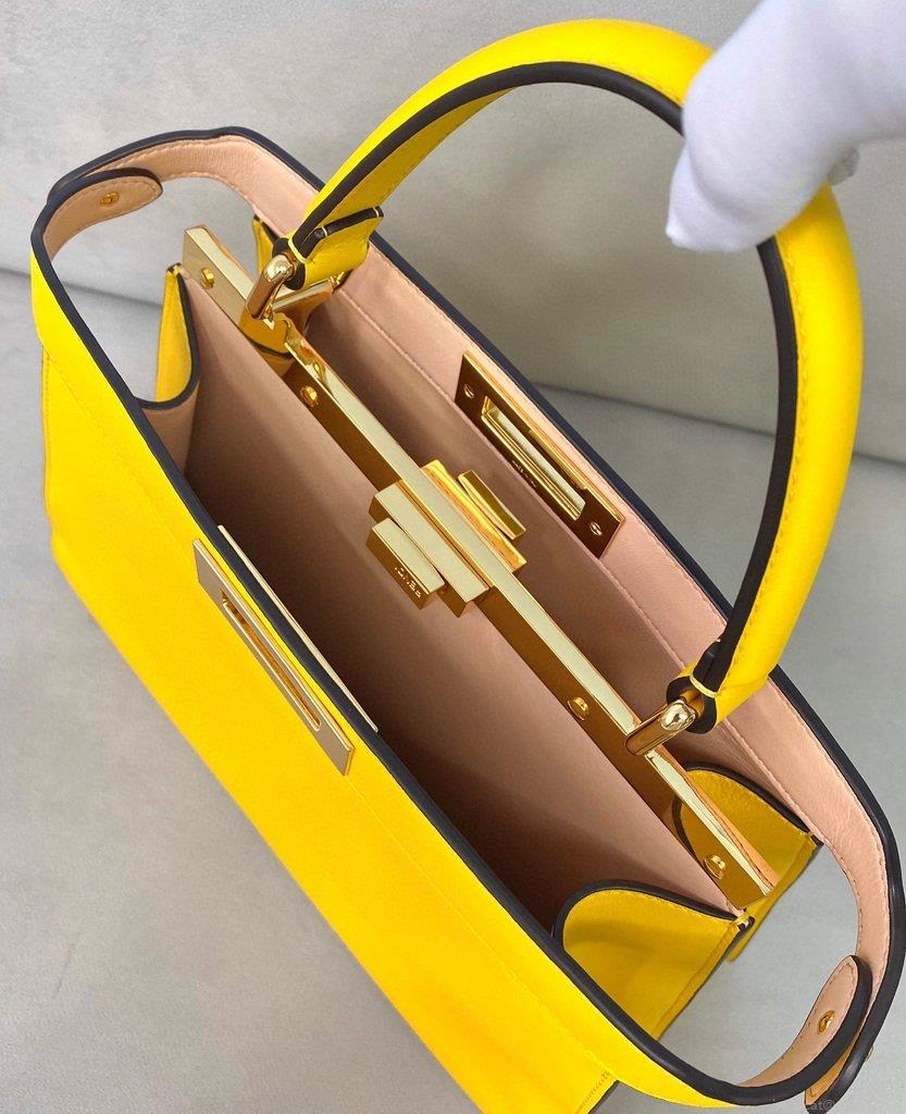 Fendi 70193 Peekaboo ISEEU MEDIUM Yellow Leather Bag