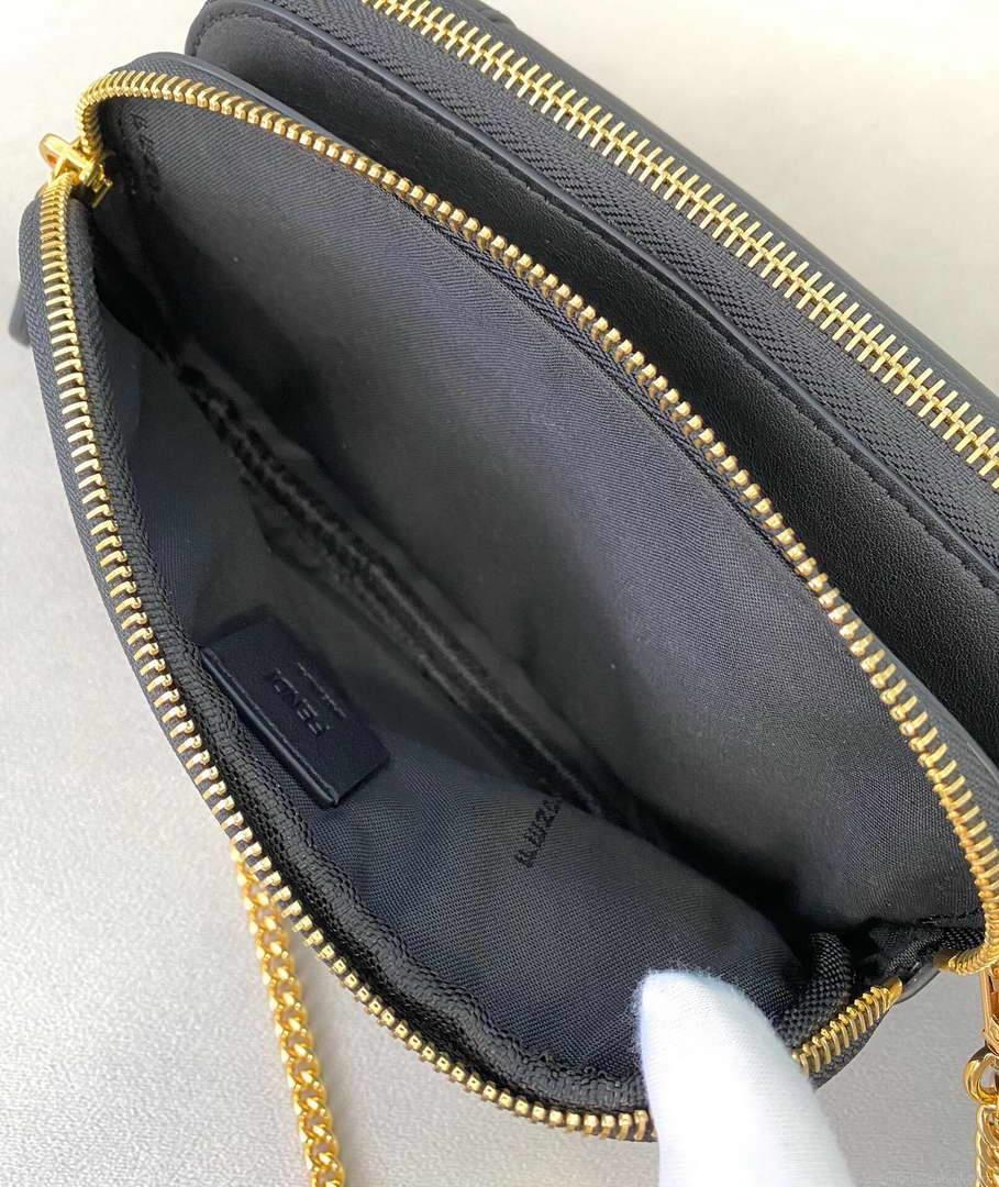 Fendi 70213 Easy Baguette Leather Handbag Black
