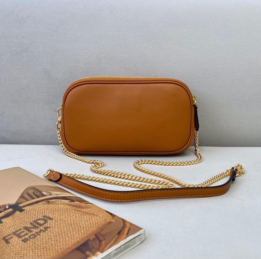Fendi 70213 Easy Baguette Leather Handbag Brown