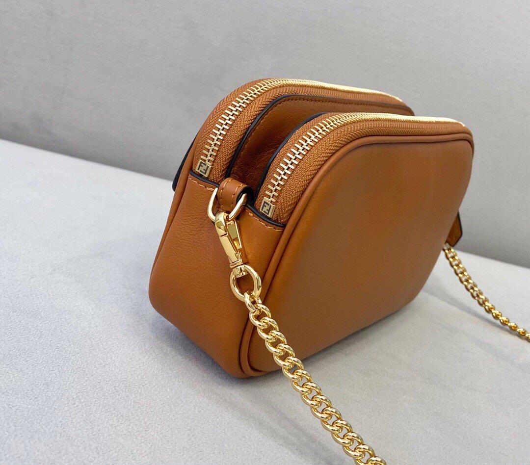 Fendi 70213 Easy Baguette Leather Handbag Brown