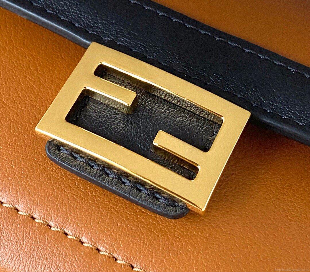 Fendi 70213 Easy Baguette Leather Handbag Brown