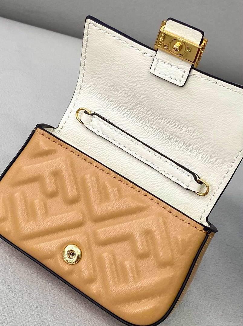 Fendi 7AR844 Nano Baguette Charm Apricot Nappa Leather