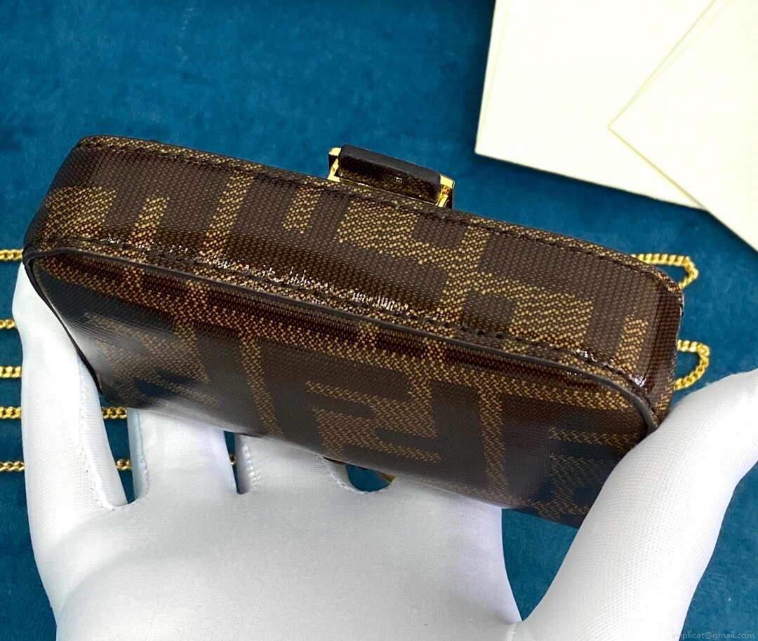 Fendi 7AR844 Nano Baguette Charm Brown Nappa Leather