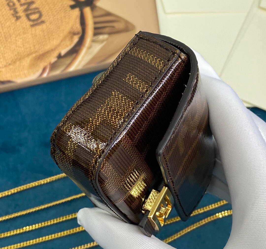 Fendi 7AR844 Nano Baguette Charm Brown Nappa Leather