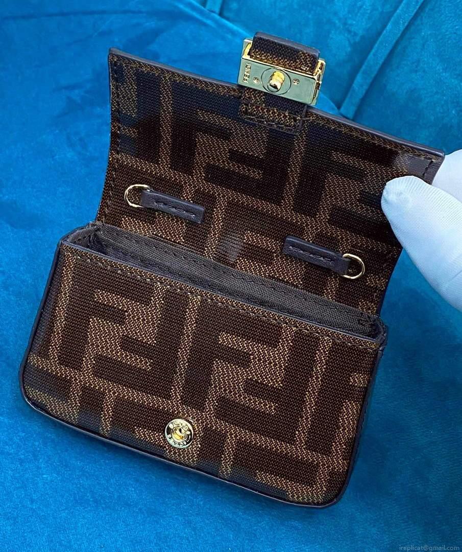 Fendi 7AR844 Nano Baguette Charm Brown Nappa Leather