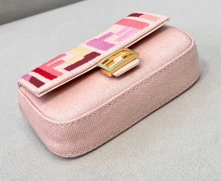 Fendi 7AR844 Nano Baguette Charm Pink Canvas Charm