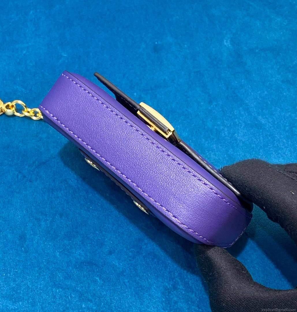 Fendi 7AR844 Nano Baguette Charm Purple Nappa Leather