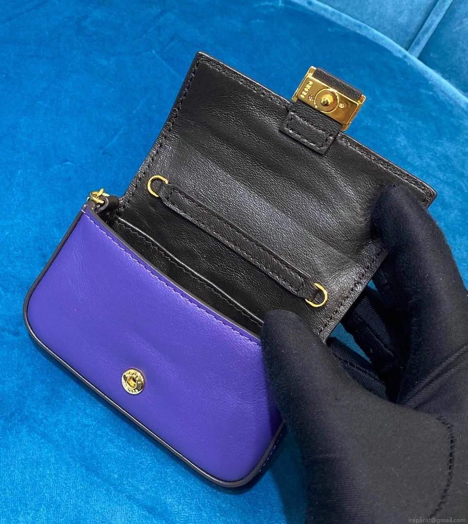 Fendi 7AR844 Nano Baguette Charm Purple Nappa Leather
