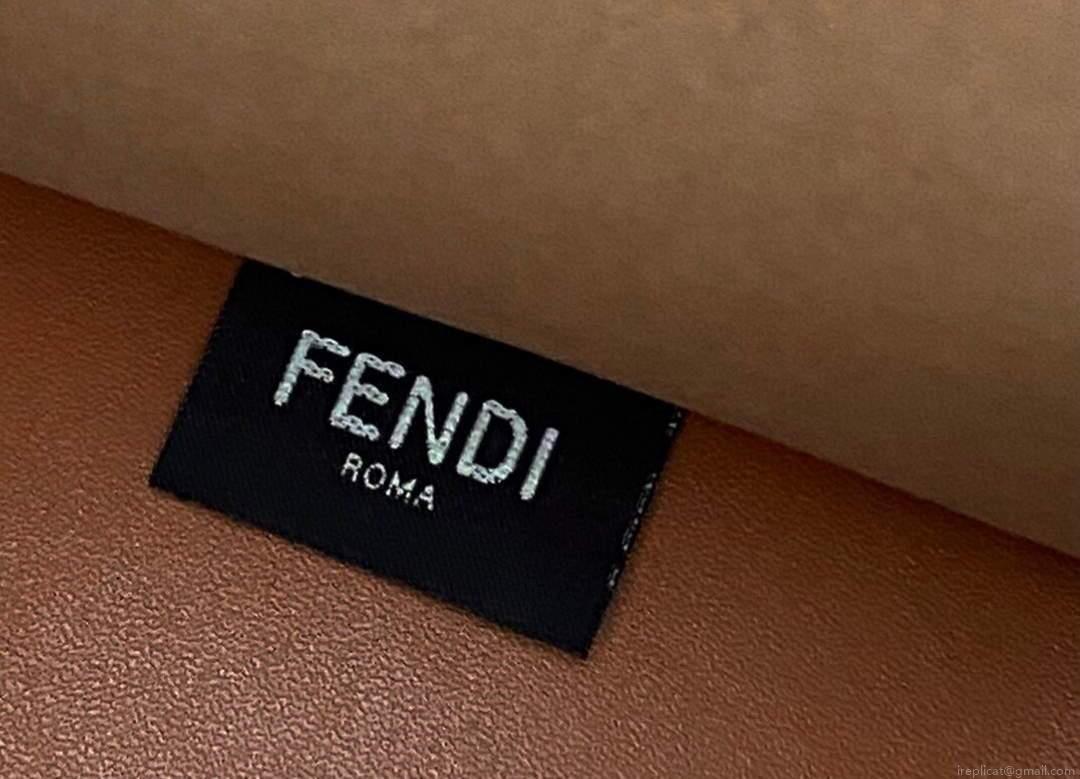 Fendi 8BH372 Sunshine Large Natural Coloured Leather Shopper Bag 80009L Dark brown