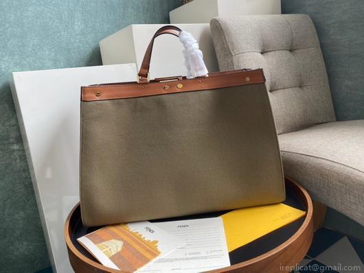 Fendi 8BH374 FENDI PEEKABOO X-TOTE Light Green Canvas Bag