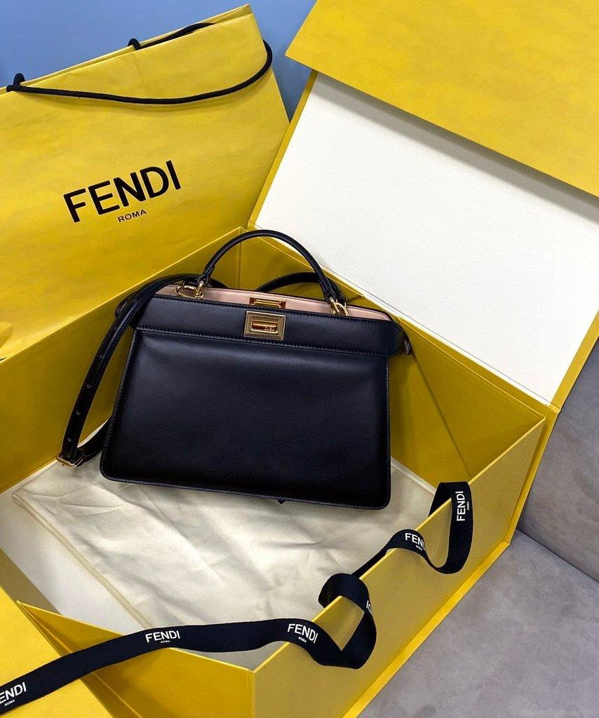 Fendi 8BN323 Peekaboo ISEEU EAST-WEST Black Leather 70193S Bag