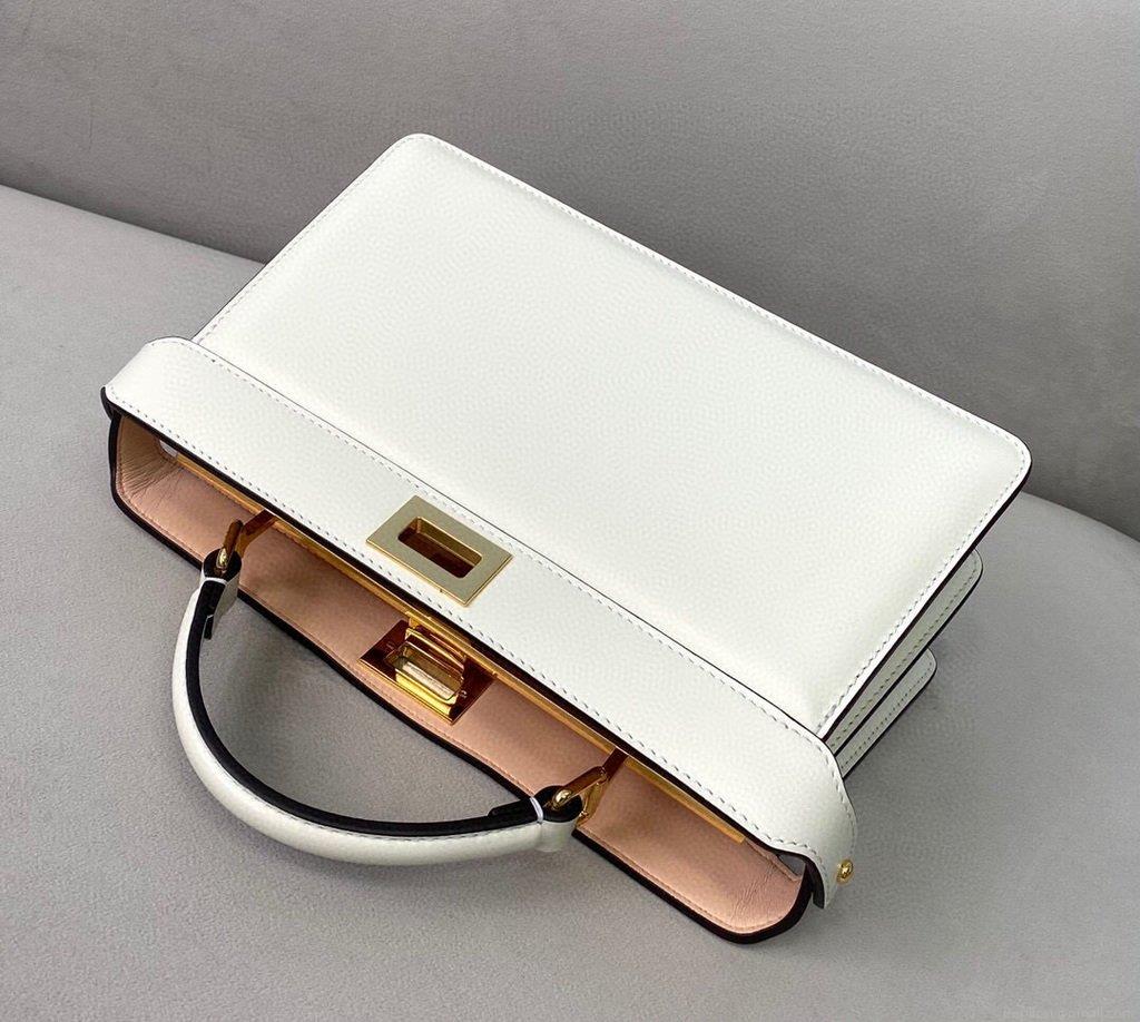 Fendi 8BN323 Peekaboo ISEEU EAST-WEST White Leather 70193S Bag