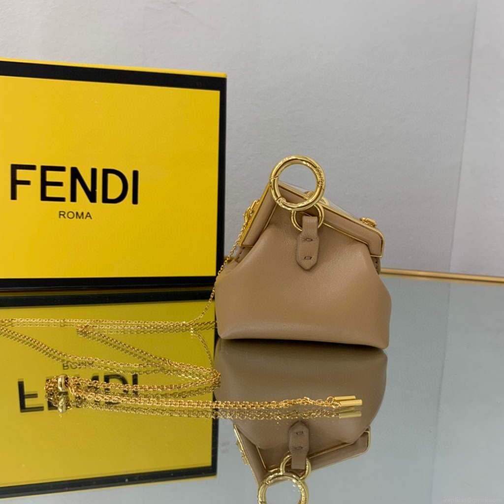 Fendi Nano First Charm Shoulder Bag 7AS051 Apricot