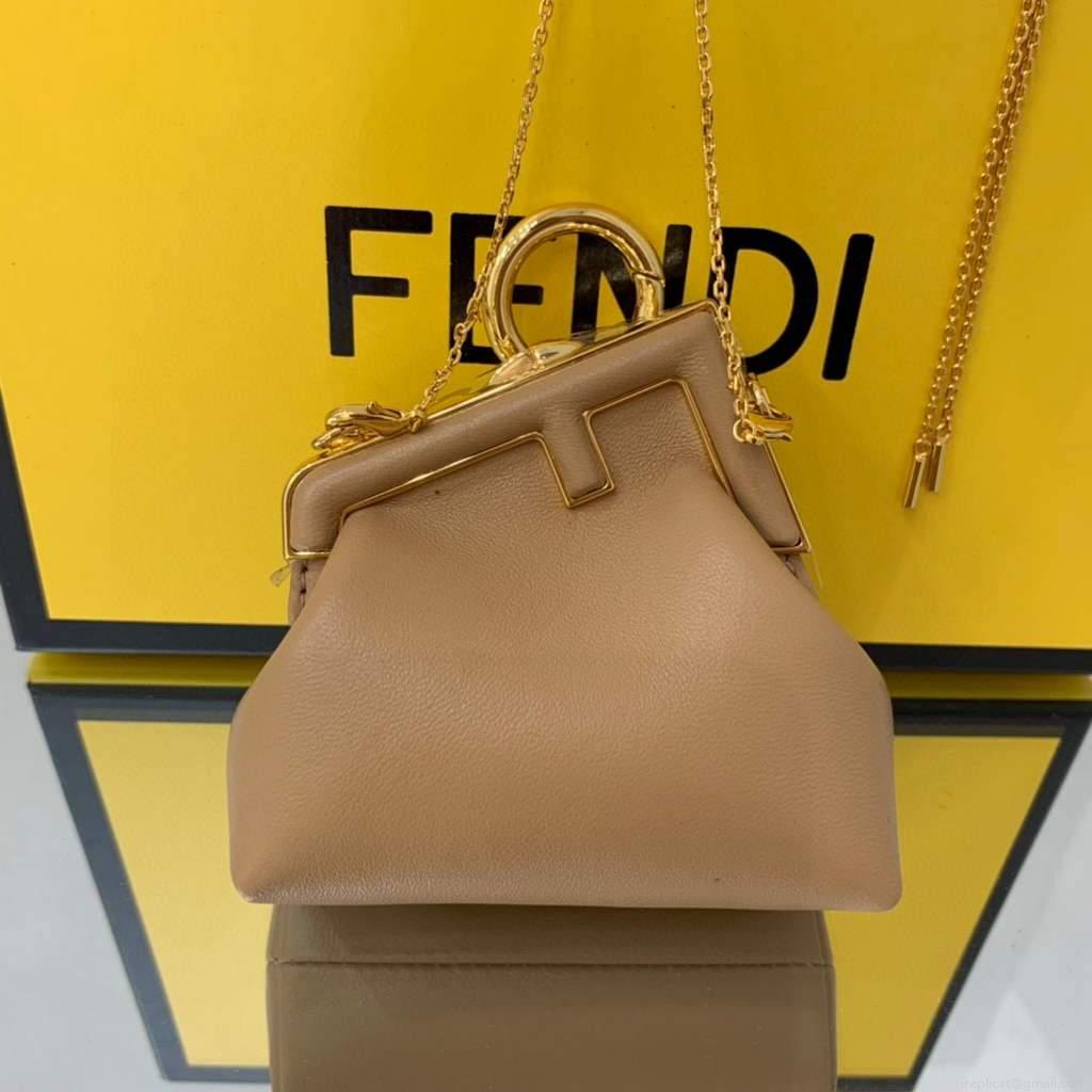 Fendi Nano First Charm Shoulder Bag 7AS051 Apricot
