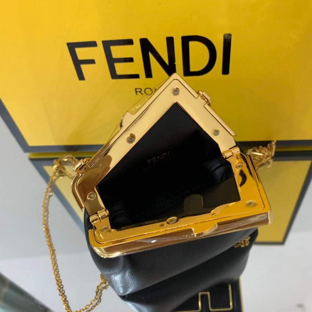 Fendi Nano First Charm Shoulder Bag 7AS051 Black
