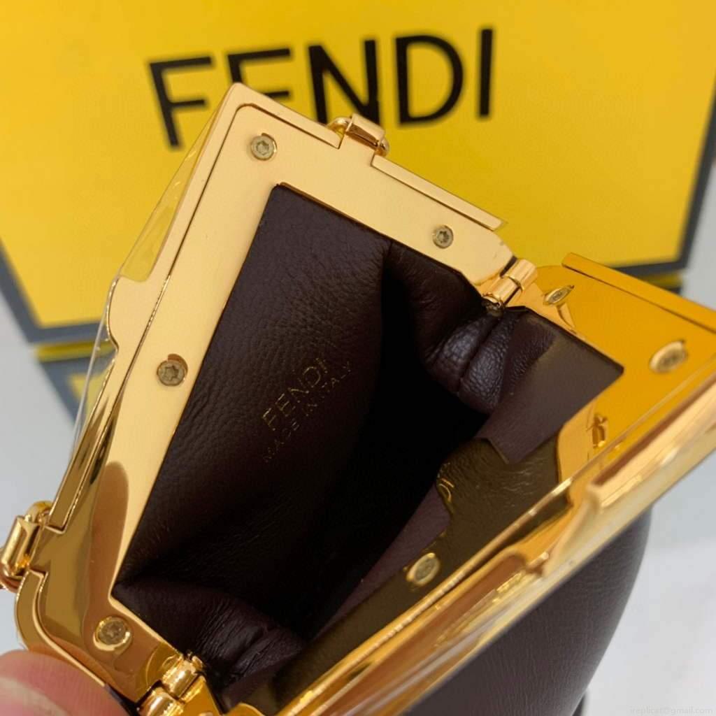 Fendi Nano First Charm Shoulder Bag 7AS051 Dark Brown