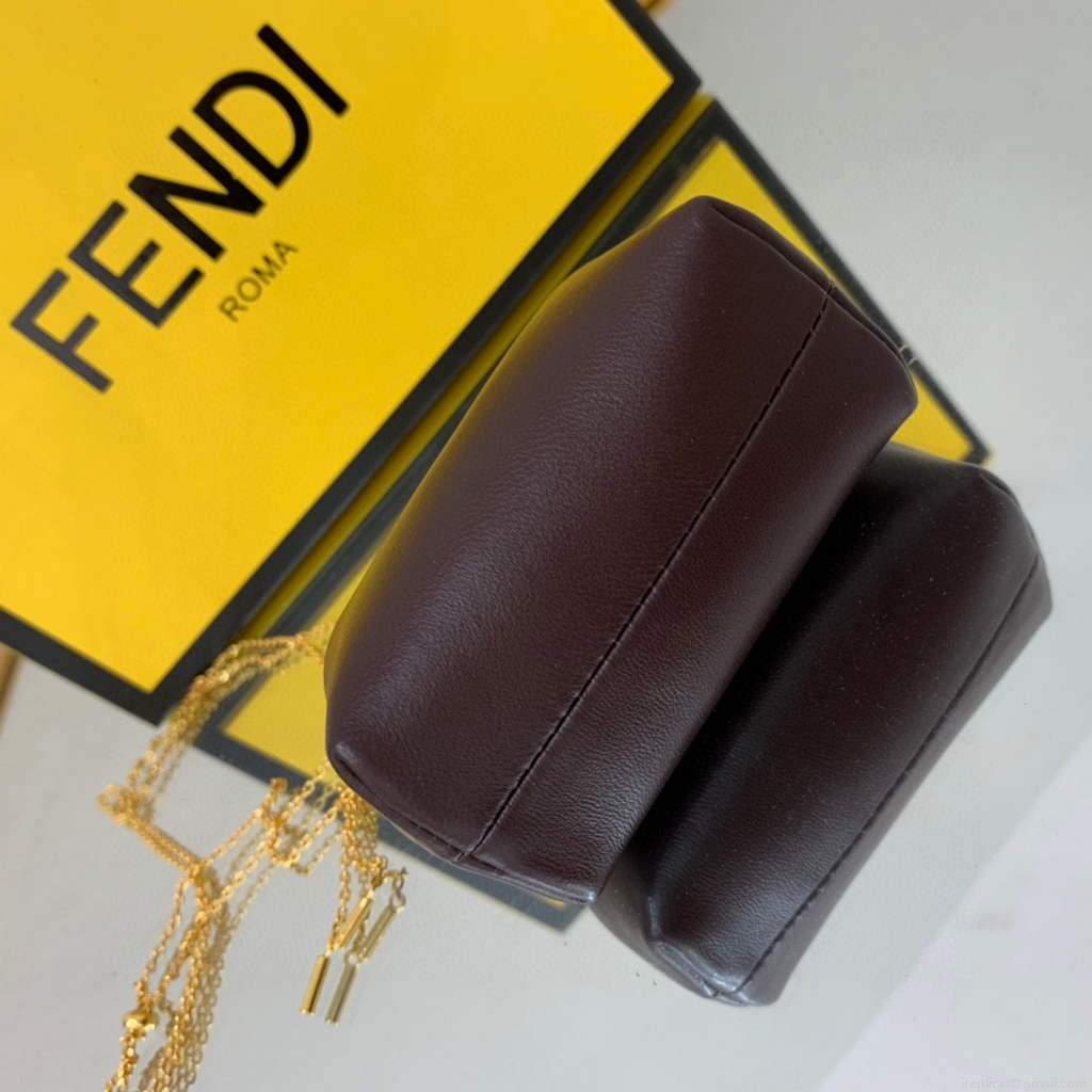 Fendi Nano First Charm Shoulder Bag 7AS051 Dark Brown