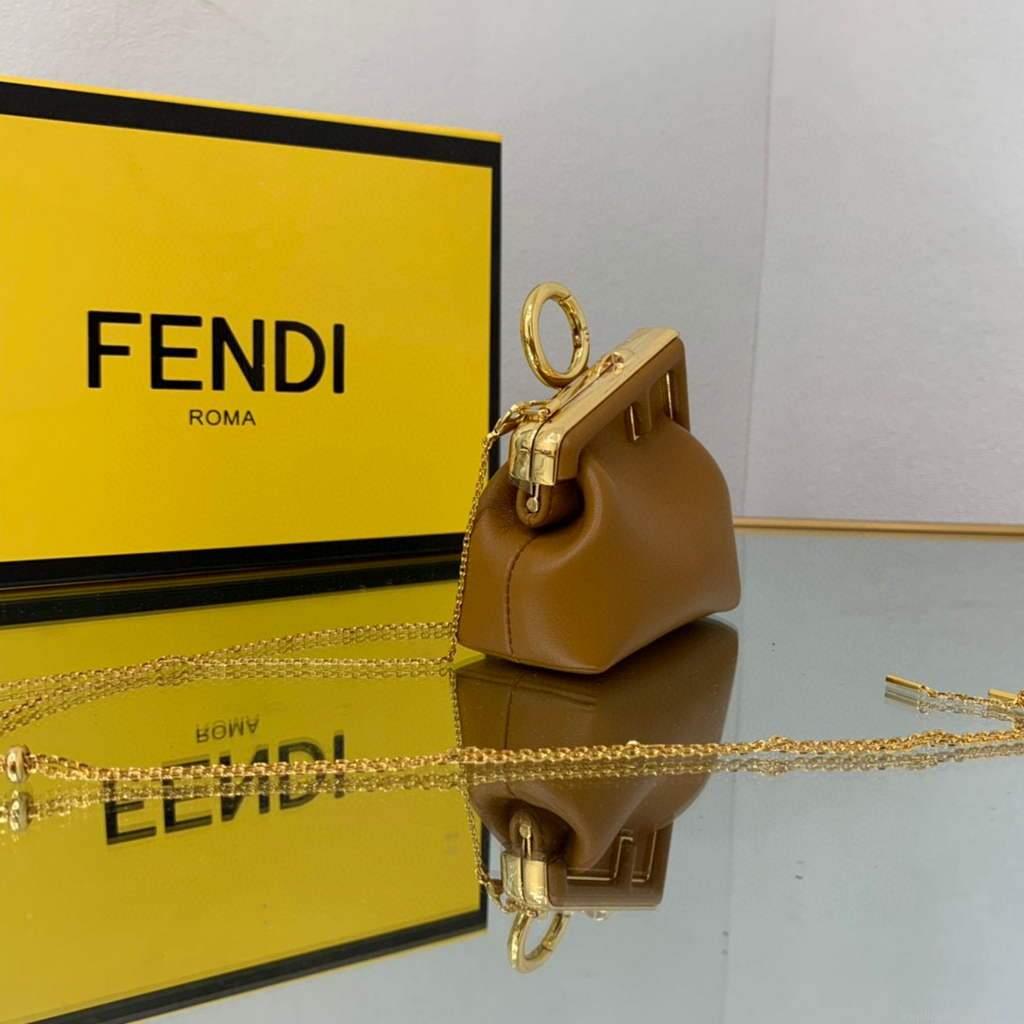 Fendi Nano First Charm Shoulder Bag 7AS051 Tan