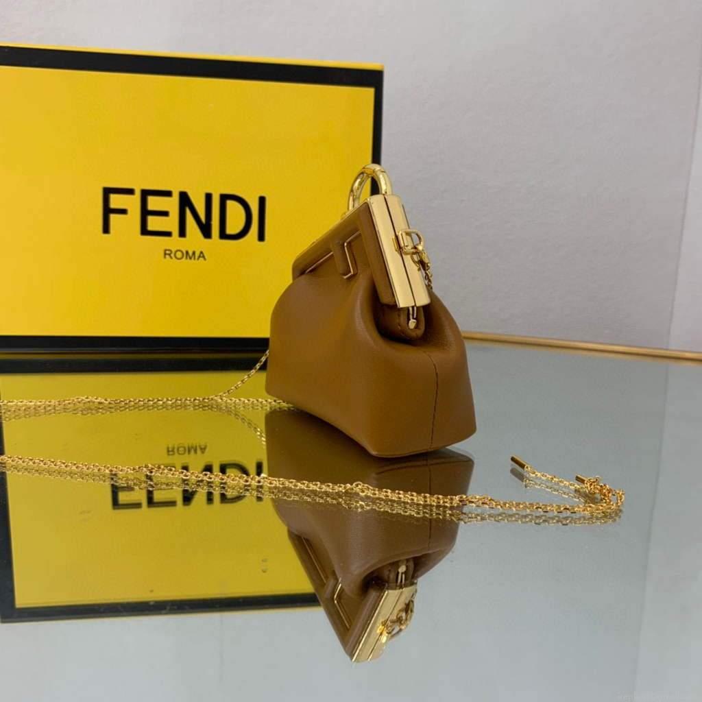 Fendi Nano First Charm Shoulder Bag 7AS051 Tan