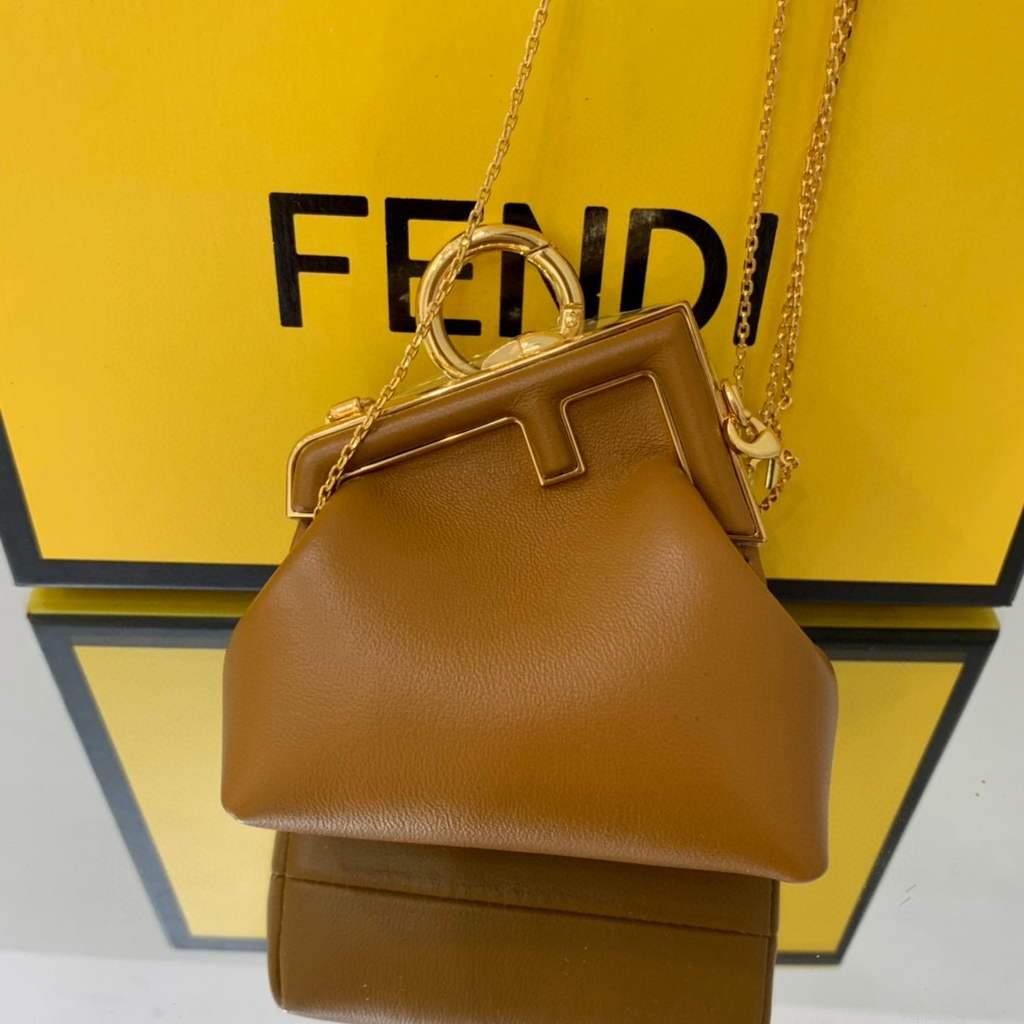 Fendi Nano First Charm Shoulder Bag 7AS051 Tan