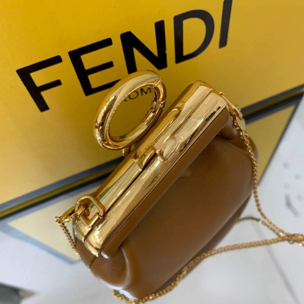 Fendi Nano First Charm Shoulder Bag 7AS051 Tan