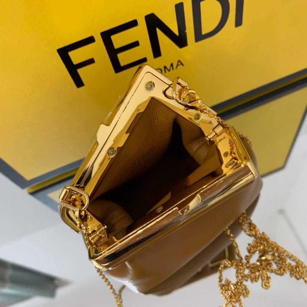 Fendi Nano First Charm Shoulder Bag 7AS051 Tan