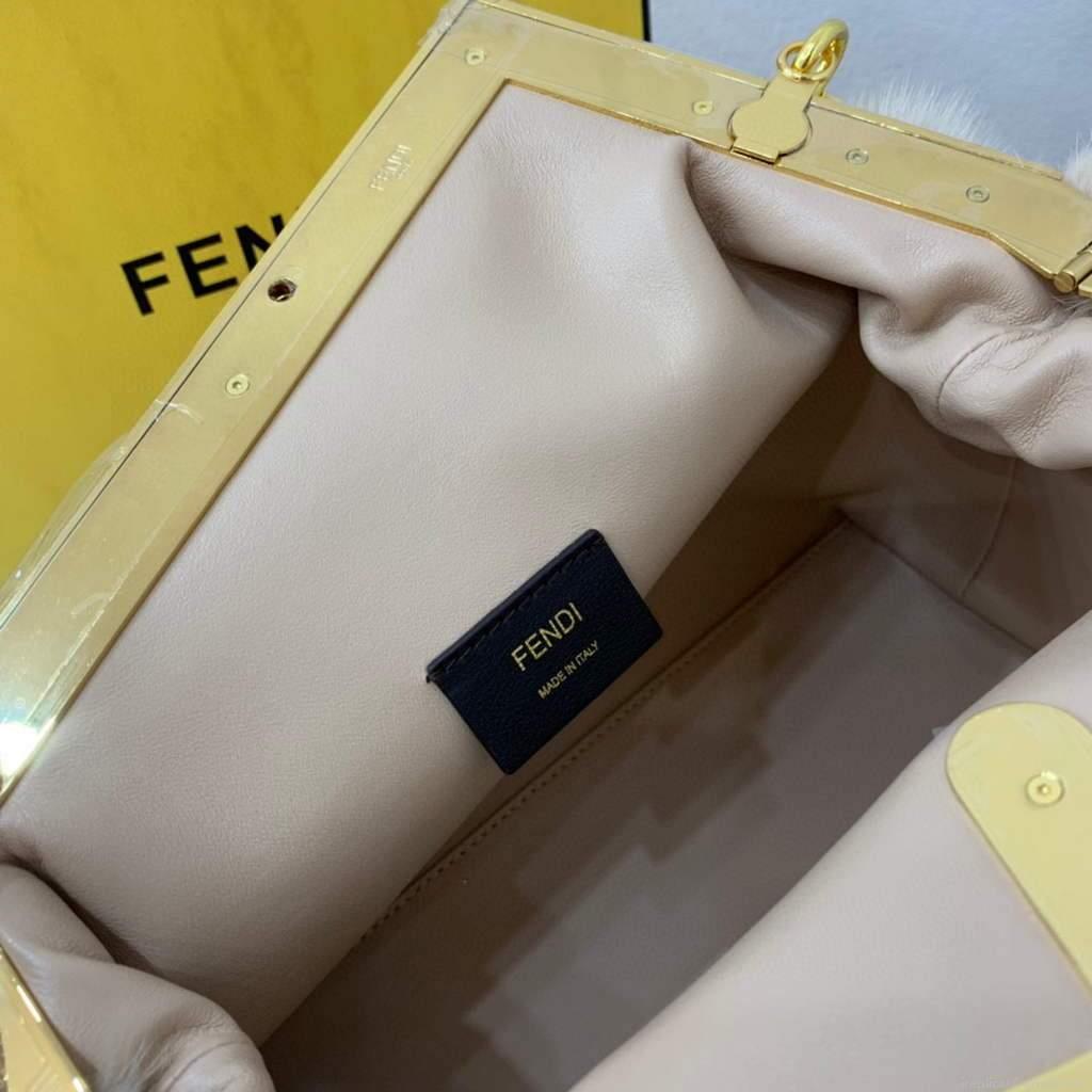 Fendi 8BP127 Fendi First Medium Fox fur Beige Bag