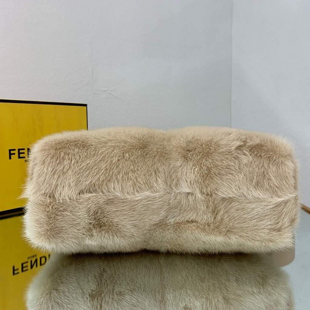 Fendi 8BP127 Fendi First Medium Fox fur Beige Bag